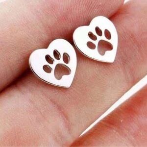 Heart Shaped Paw Print Earrings